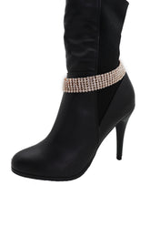 Women Gold Metal Chain Boot Bracelet Shoe Rhinestones Bling Charm Jewelry Anklet One Size